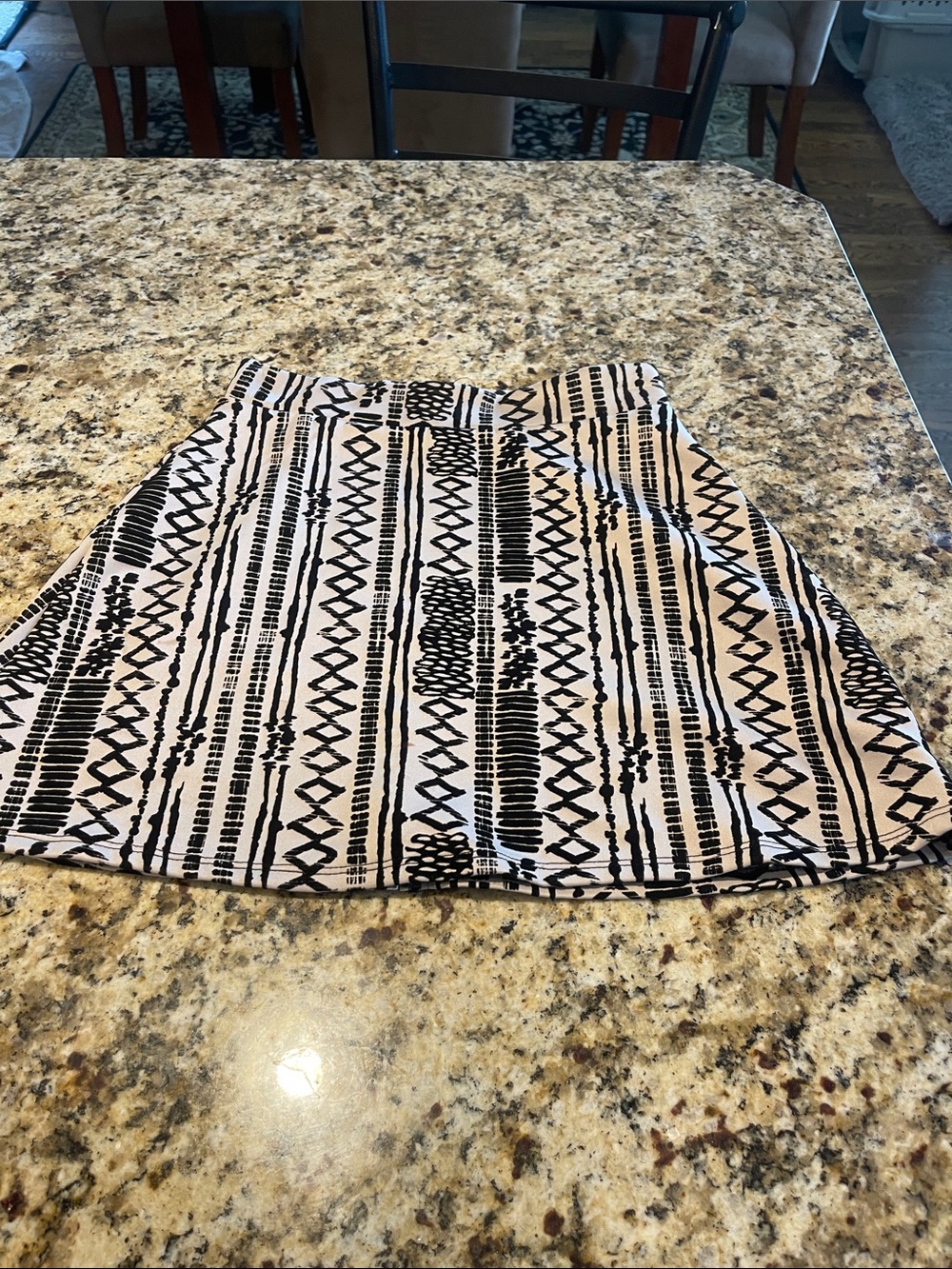 B Jewel Black and White Geometric A-Line Skirt